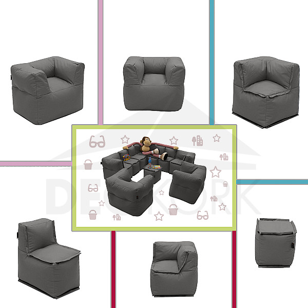 Modulares Kindertextilset MODULTEX KIDS (graubraun) - eigenes Set