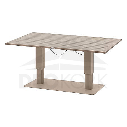 Ausziehbarer Aluminiumtisch LYON 150x80 cm (Holzeffekt)