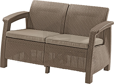 Gartensofa aus Polyrattan 2-platzig CORFU LOVE SEAT (cappuccino)